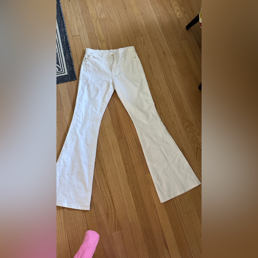 Frame Denim White Flare Crop Jeans